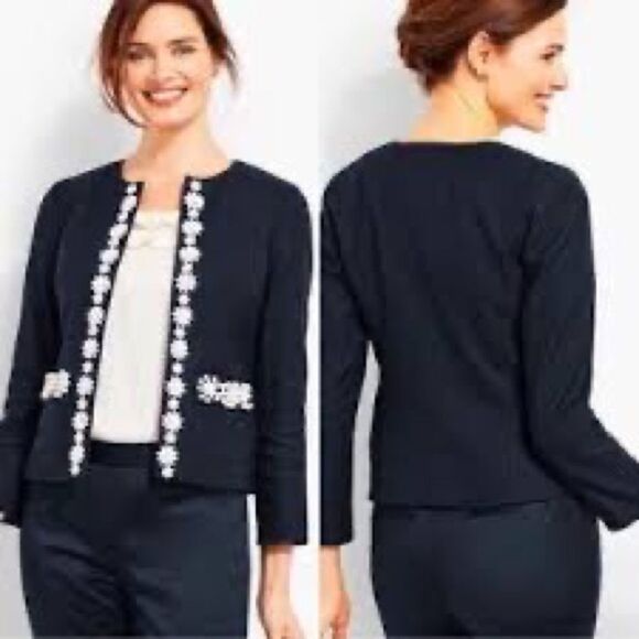 NWT RVSP By Talbots Hand-Beaded Jacket 3/4 Sleeve Sz 8 - Picture 1 of 6